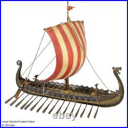 11.5-Inch Viking Ship Model with Detailed Dragon Head for Display and Collecting