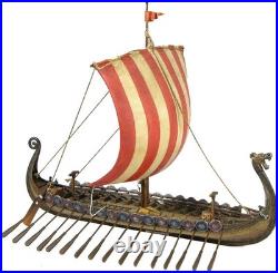 11.5-Inch Viking Ship Model with Detailed Dragon Head for Display and Collecting