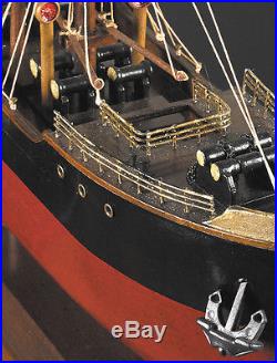 1897 Malacca Tramp Steamer Wooden Cargo Ship Model 26.75" Nautical Decor 