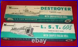 (2) 1945 Monogram Balsa Wood Ship Model Kits U. S. S. DD-610 Destroyer & USS LST
