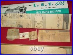 (2) 1945 Monogram Balsa Wood Ship Model Kits U. S. S. DD-610 Destroyer & USS LST