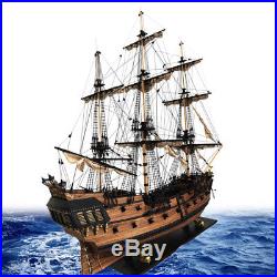 32'' Black Wooden Pearl Ship Assembly Model Kits DIY Sailing Boat Decor Toy Gift