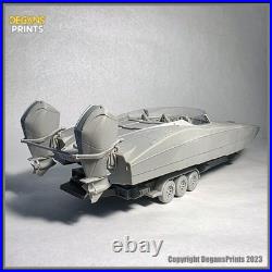 390X Offshore Racing cat boat model with articulating tilt trailer. 1-24 Scale G