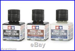 3 TAMIYA Panel Line Accent Color Set Black Brown Gray Model Kit Paint FREE SHIP