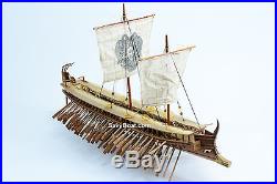 Ancient Greek Vessel Trireme 480 B. C Warship Handmade Ship Model 32