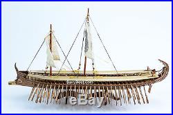 Ancient Greek Vessel Trireme 480 B. C Warship Handmade Ship Model 32