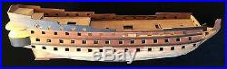 Beautiful Hand Built Wooden Gun Ship Model Body 32 Long Incomplete Nicely Done