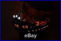 Black Pearl Pirate Tall Ship Handmade Wooden Ship Model 42 with lights