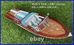 Blue Riva Aquarama Speed Ship Boat Model Wooden Nautica Decoration Handmade