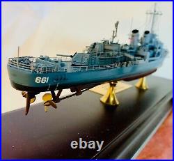 Collectible rare Danbury Mint U. S. S. KIDD Model Ship with plastic case good cond