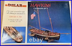 DIKAR HAWKINS Canonera No. 3 Wooden Model Ship Kit #355 Vintage Open Complete