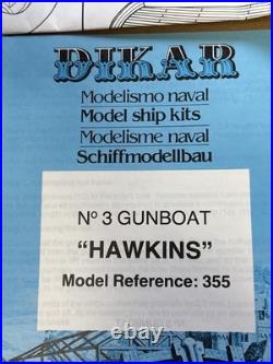 DIKAR HAWKINS Canonera No. 3 Wooden Model Ship Kit #355 Vintage Open Complete