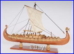 Drakkar Dragon Viking Sailboat 15 Built Handmade Wooden Model Ship Assembled
