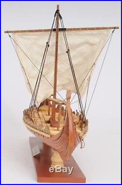 Drakkar Dragon Viking Sailboat 15 Built Handmade Wooden Model Ship Assembled