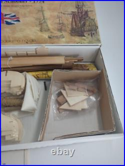 HALIFAX British Colonial Schooner- 1774 Ship Model Kit- Open Box HALIFAX British Colonial Schooner- 1774 Ship Model Kit- Open Box