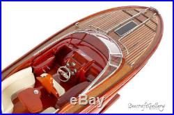 HANDCRAFTED WOODEN MODEL SPEED BOAT SHIP RIVARAMA RED 70cm
