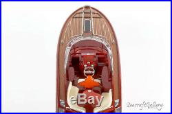 HANDCRAFTED WOODEN MODEL SPEED BOAT SHIP RIVARAMA RED 70cm