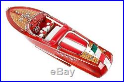 HANDCRAFTED WOODEN MODEL SPEED BOAT SHIP RIVA AQUARAMA GREAT 50cm