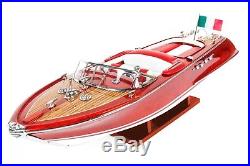 HANDCRAFTED WOODEN MODEL SPEED BOAT SHIP RIVA AQUARAMA GREAT 50cm