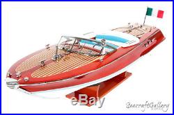 HANDCRAFTED WOODEN MODEL SPEED BOAT SHIP RIVA ARISTON GREAT GIFT DECOR 50cm