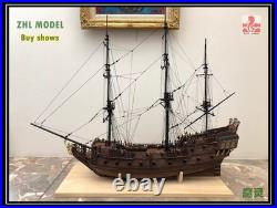 In Stock New ZHL The black Pearl Golden version 2023 wood model ship kit 31 inch