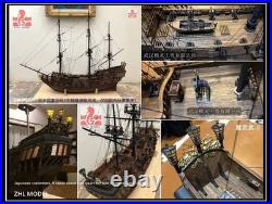 In Stock New ZHL The black Pearl Golden version 2023 wood model ship kit 31 inch