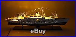 MS Stockholm Ocean Liner Handmade Wooden Ship Model 42 with lights Scale 1150