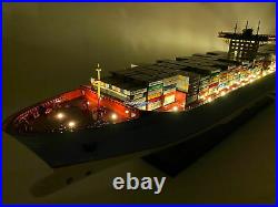 Maersk Emma With Lights Container Wooden Ship Model Display Ready