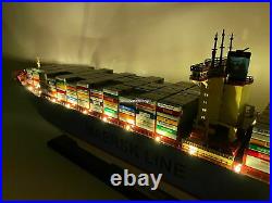 Maersk Emma With Lights Container Wooden Ship Model Display Ready