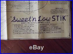 Midwest Sweet'n Low Stik RC airplane kit NIB. By MK models. NR Free Shipping