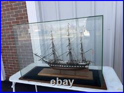 Museum Quality Assembled USS Constitution Model Ship in Large 33 Glass C Detail