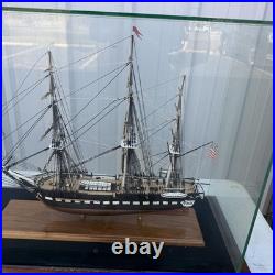 Museum Quality Assembled USS Constitution Model Ship in Large 33 Glass C Detail