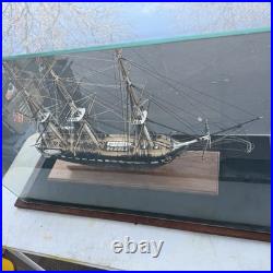 Museum Quality Assembled USS Constitution Model Ship in Large 33 Glass C Detail