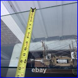 Museum Quality Assembled USS Constitution Model Ship in Large 33 Glass C Detail