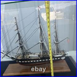 Museum Quality Assembled USS Constitution Model Ship in Large 33 Glass C Detail