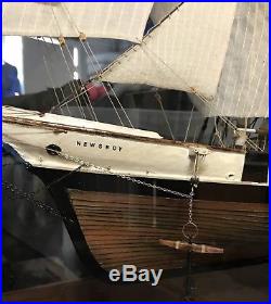 NEWSBOY Brigantine Of Boston 1854 Wood Model Ship in Case Museum Quality