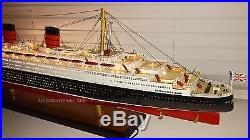 QUEEN ELIZABETH Ocean Liner 40 With Lights Handcrafted Wooden Ship Model NEW