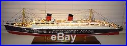 QUEEN ELIZABETH Ocean Liner 40 With Lights Handcrafted Wooden Ship Model NEW