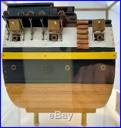 RARE VTG USS Essex 1799 Cross-Section 1/75 Model Ship Assembled in Glass Case