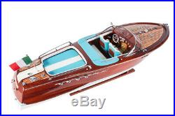 RIVA AQUARAMA LAMBORGHINI 70cm Handcrafted Wooden Model Speed Boat Ship
