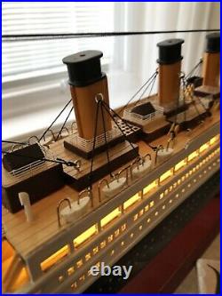 RMS Titanic Wooden Model Ship, 24 With LED Warm Light Fully Assembled