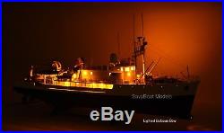 RV Calypso Research Vessel Handmade Wooden Ship Model with lights 36