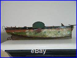 Rare Steel Tin Wind Up Clockwork Model Ship Paddle Wheel Boat c1900s