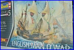 Revell 1/96 English Man O'War 05429 Open Box. Parts on Sprues. Complete