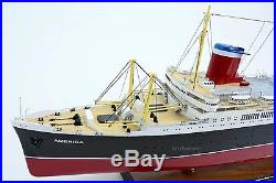 SS AMERICA Ocean Liner 40 Handcrafted Wooden Ship Model