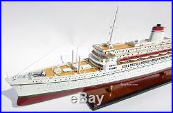 SS Leonardo da Vinci Ocean Liner White Hull Handmade Wooden Ship Model 34