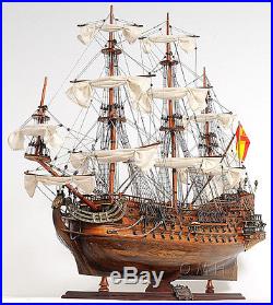 San Felipe Spanish Armada Galleon Tall Ship Assembled 28 Built Wooden Model New