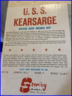 Sterling Models #d3 1/75 CIVIL War Uss Kearsarge Wood Ship Model Kit Rare