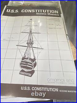 U. S. S. Constitution Cross-Section Model Ship Kit 193 Italy OPEN BOX W Extras