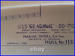 Vintage 1952 1/16 Marine Models USS Gearing WWII 24 Wood Ship Model Kit